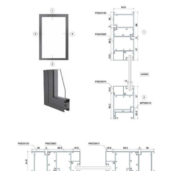 Cửa đi mở quay trong hệ P55D