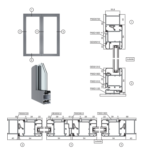 Cửa đi cửa mở quay hệ P65D
